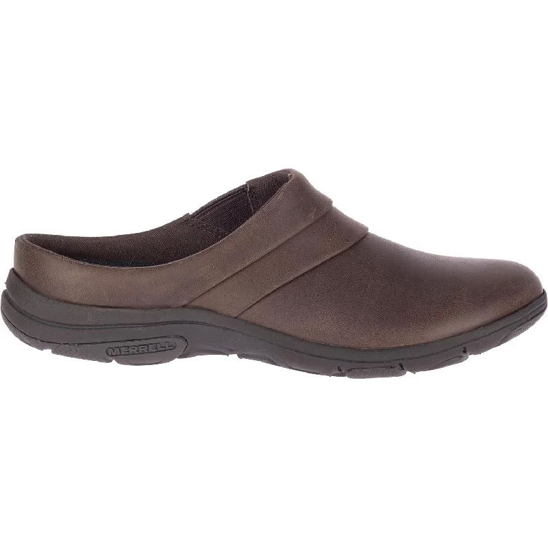 clogs with foot protection and cushion-Women's Merrell Dassie Stitch Slide Espresso Leather