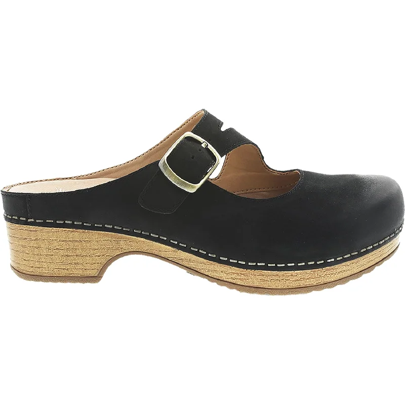 clogs for everyday wear-Women's Dansko Britney Black Burnished Nubuck