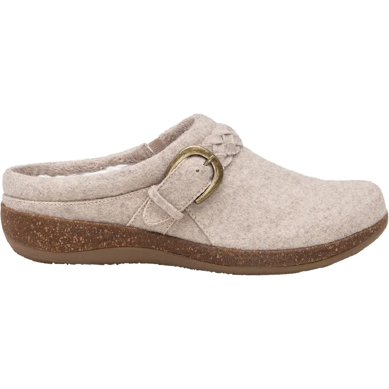 stylish clogs with easy fit-Women's Aetrex Libby Oatmeal Wool